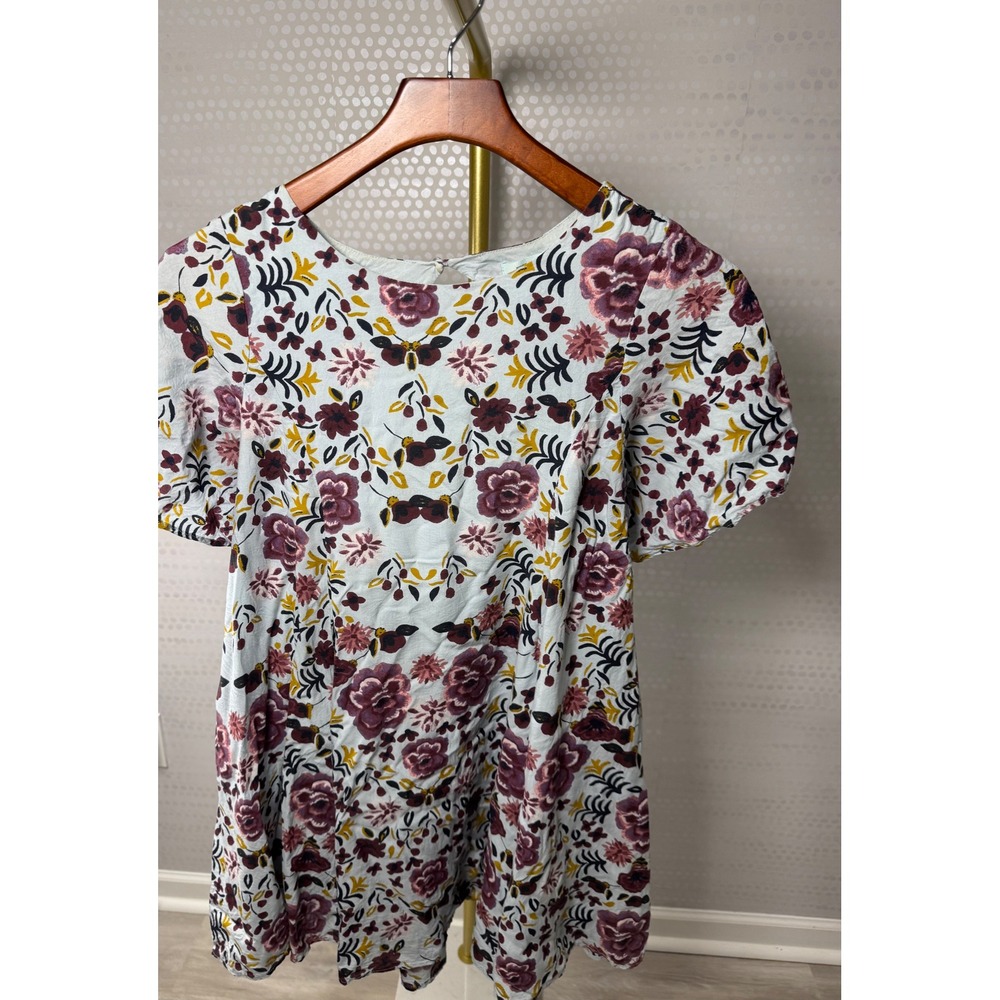 Kimchi Blue Floral Open Back Mini Dress Womens Small Puff Sleeve Rayon OB516427